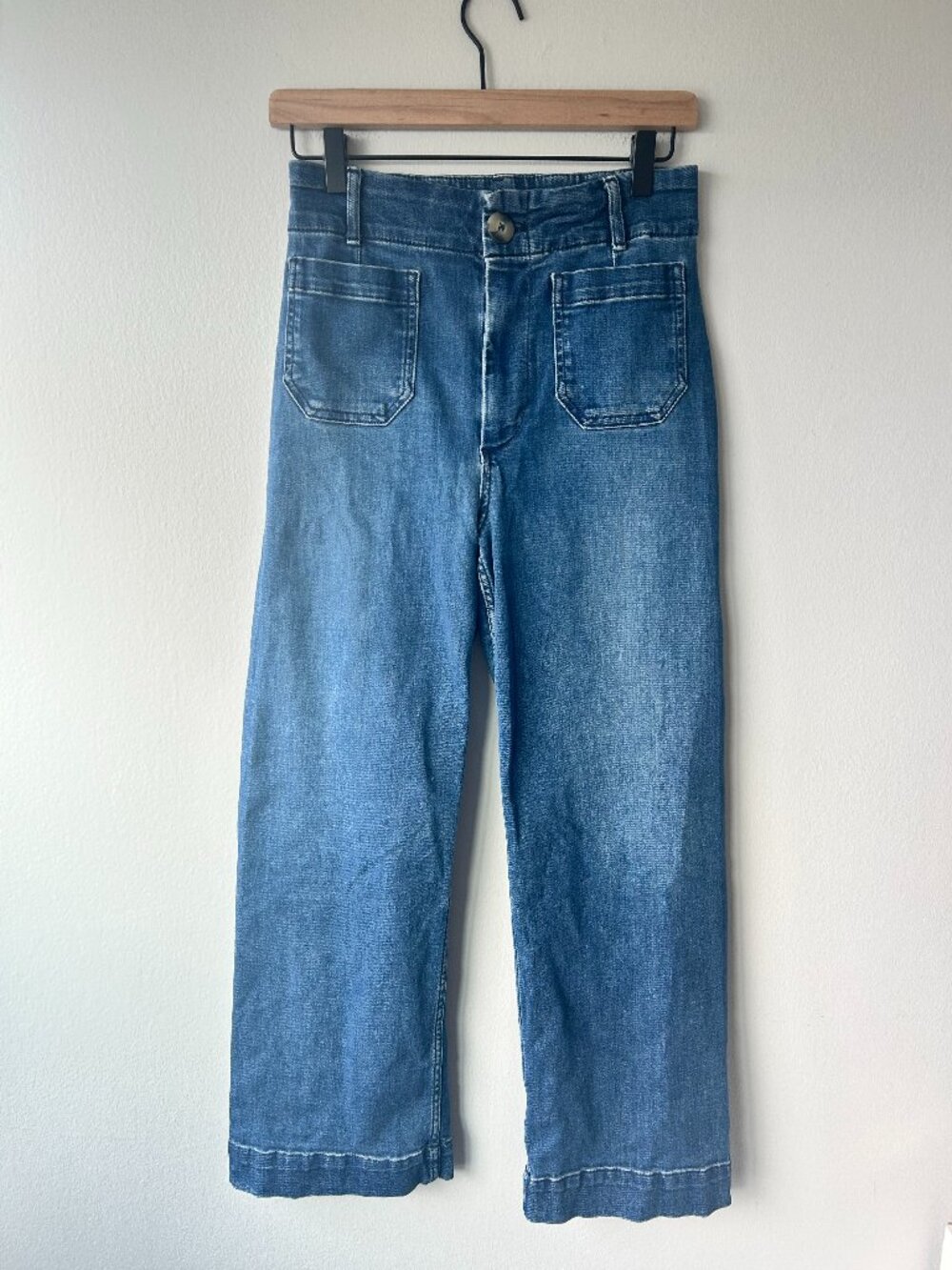Pilcro The Skipper Jeans Size 27 Medium Wash Cropped Wide Leg